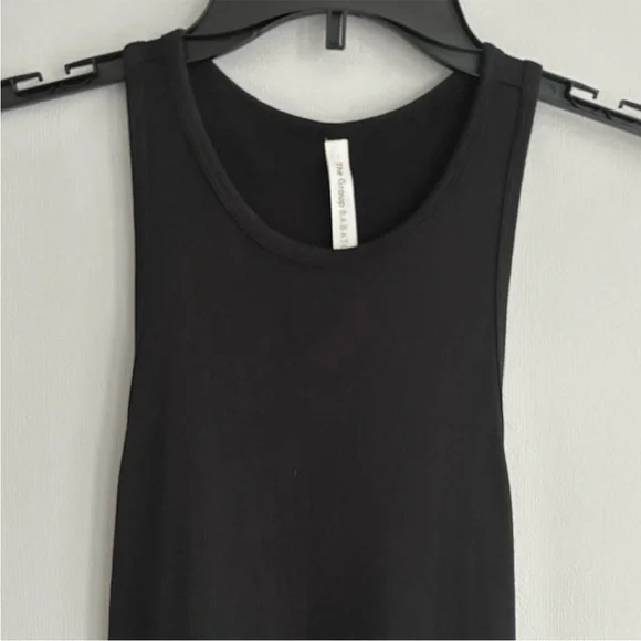 BABATON Black Ribbed Racerback Mini Dress Capsule Basic Travel Layering Size M - Picture 4 of 9